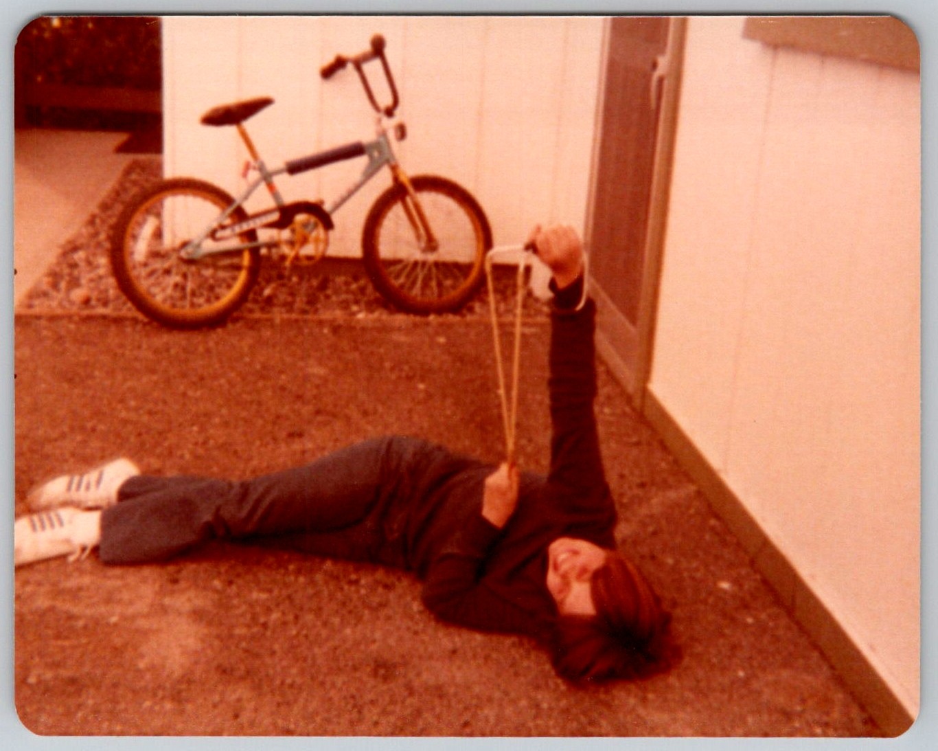 Vtg Color Snapshot Woman Ground Slingshot Adidas Sneakers Bmx Bicycle Patio Vtg Color Snapshot Woman Ground Slingshot Adidas Sneakers Bmx Bicycle Patio