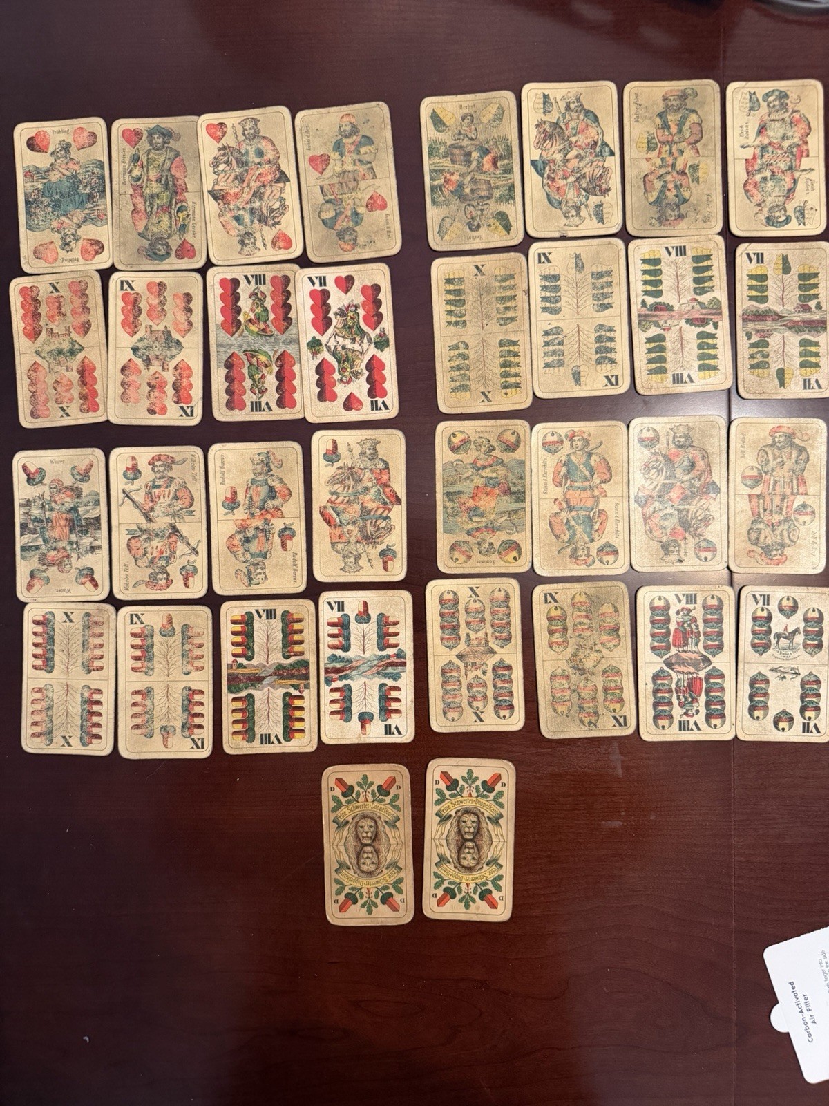 ANTIQUE 1890’s AUSTRIAN FOUR SEASONS PLAYING CARDS PIATNIK 32 CARD COMPLETE DECK ANTIQUE 1890’s AUSTRIAN FOUR SEASONS PLAYING CARDS PIATNIK 32 CARD COMPLETE DECK