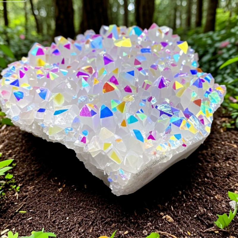 2025RARE Titanium Angel Aura Rainbow Cluster Geode Quartz Crystal Specimens