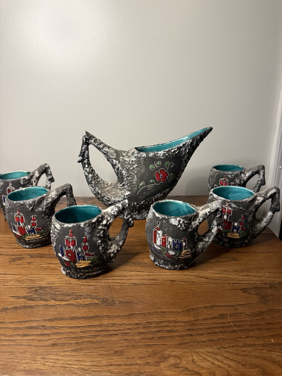 Vintage Mid-century San Marino Ceramic Coffee/Tea Set Made In Italy