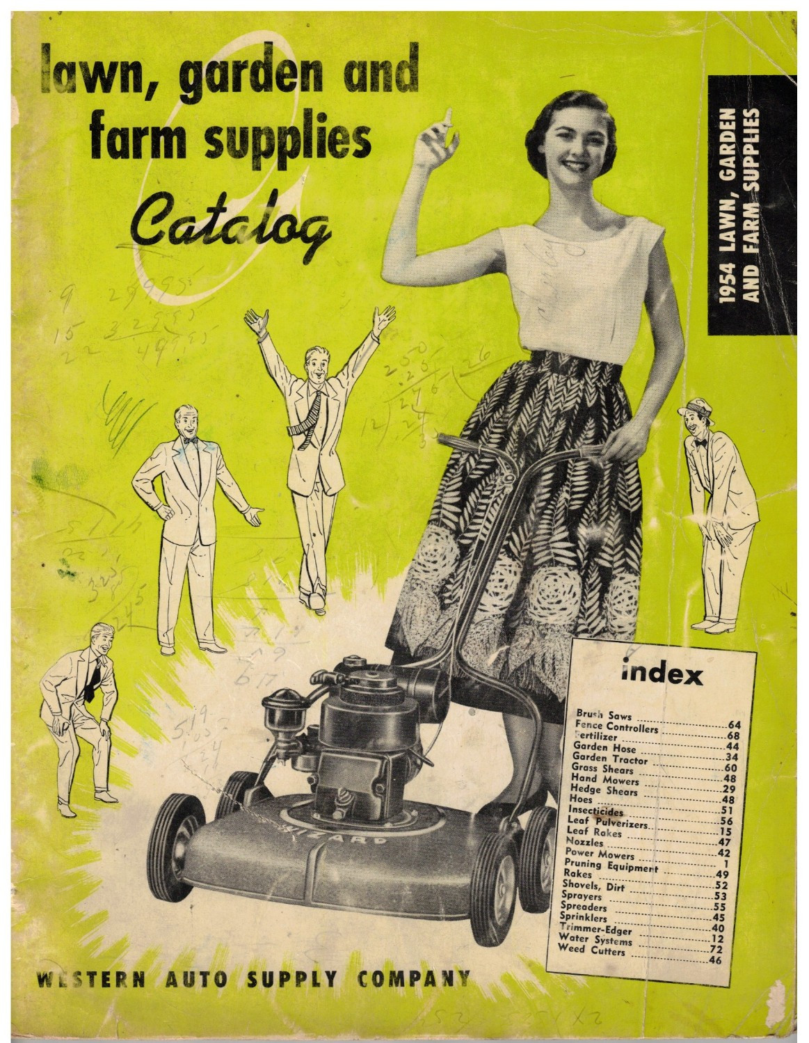 VINTAGE 1954 WESTERN AUTO LAWN MOWER CATALOG ROTARY/RIDING/PUSH/ENGINES/TOOLS++