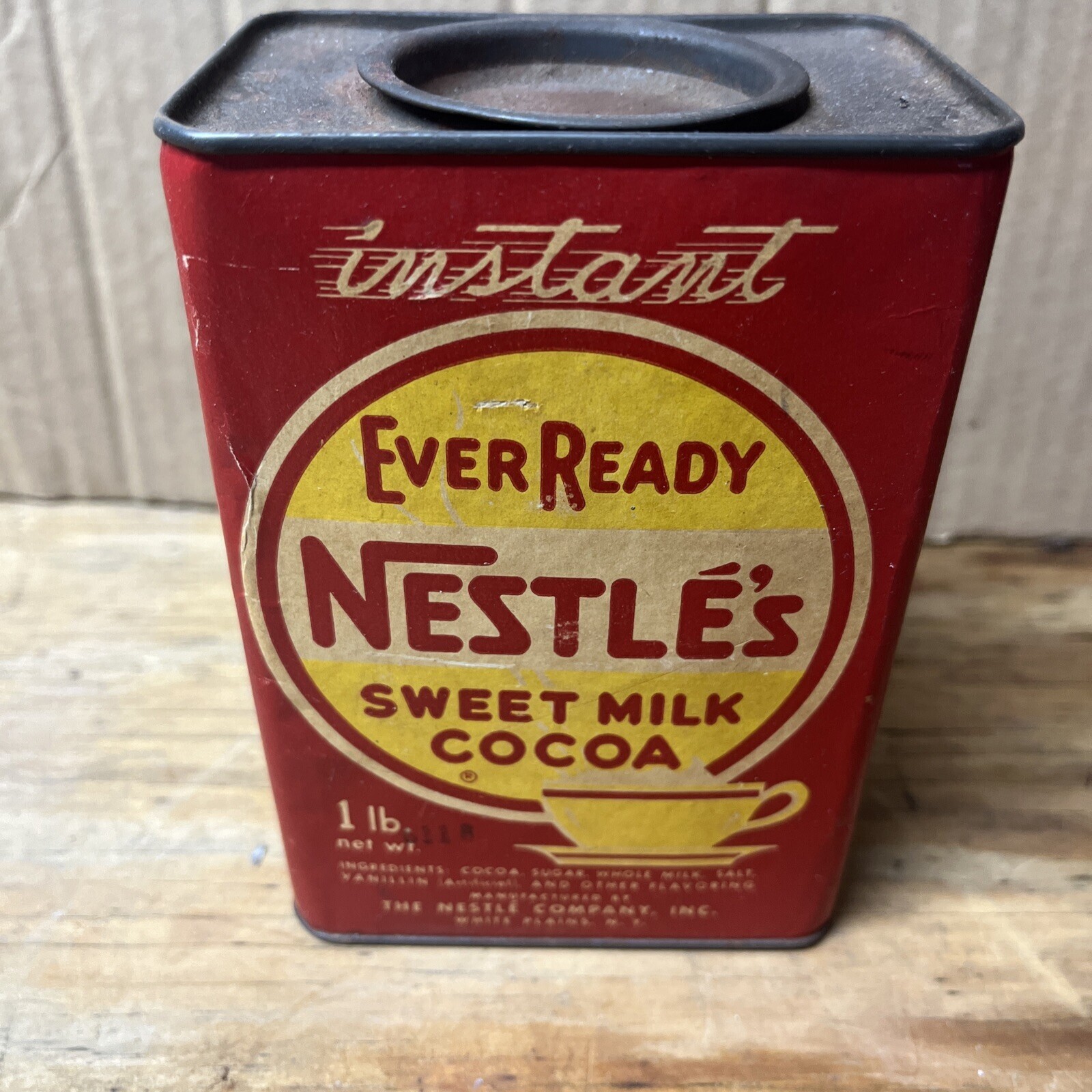 Vintage EverReady Nestle’s Sweet Milk Cocoa 1Lb Tin. With Contents Vintage EverReady Nestle’s Sweet Milk Cocoa 1Lb Tin. With Contents