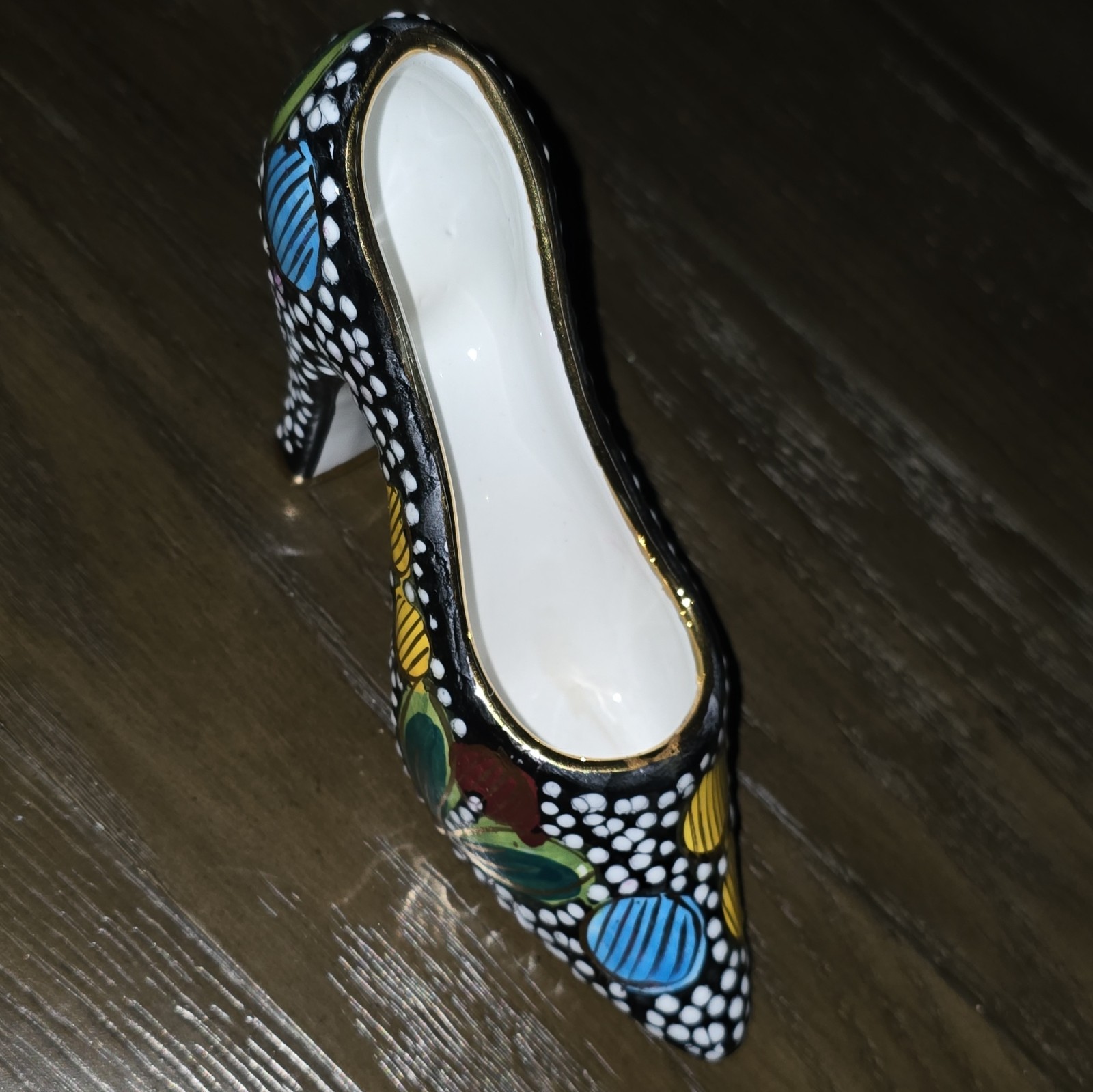 Vintage FIMA Deruta Pottery Hand Painted Shoe 5 inches made in Italy