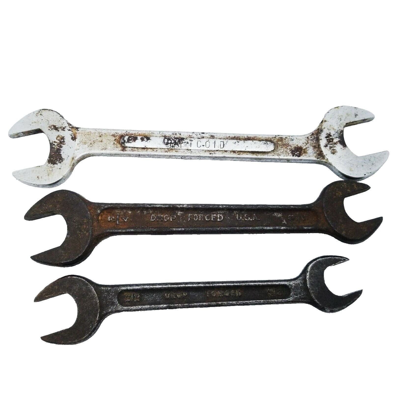 Open End Wrenches Vintage USA Made Lot of 3 Different Combinations Drop Forged