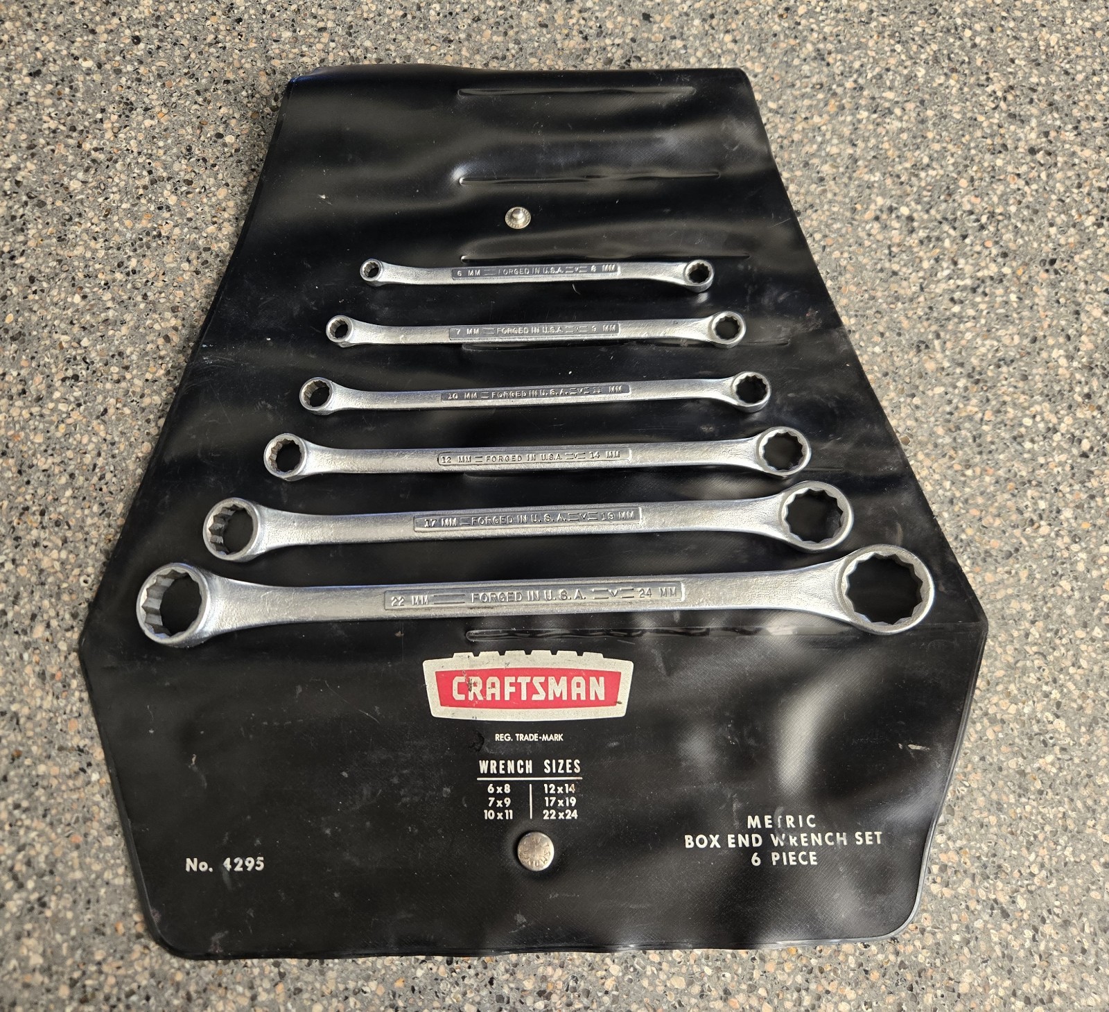 Vintage Craftsman 6 Piece =V= Series Metric Double Boxed End Wrench Set PN 4295