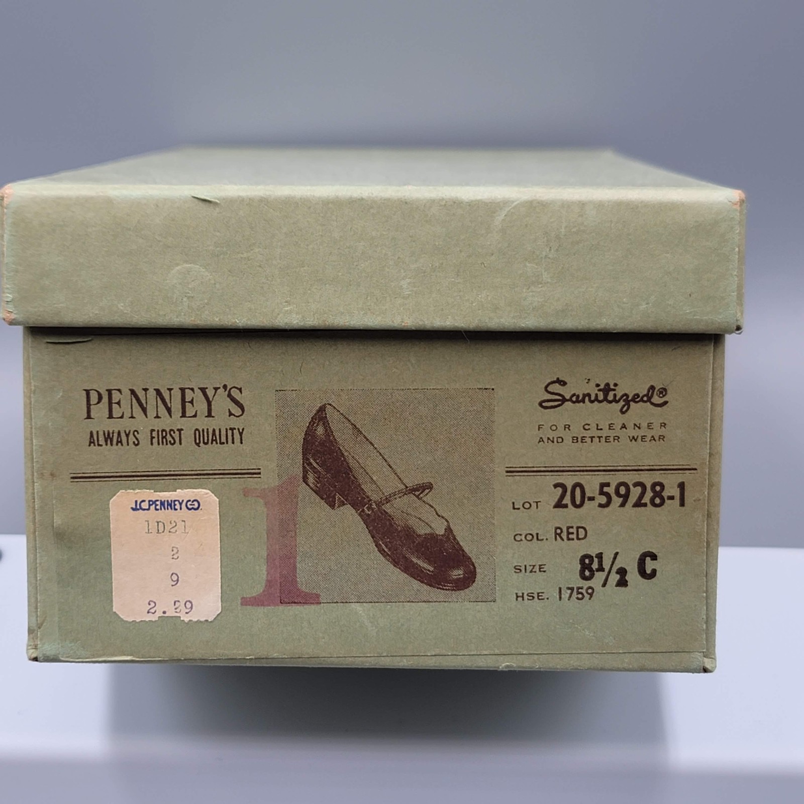 Vintage Penney's Girls Womans Shoe Box JC Penney Empty Green Movie Prop