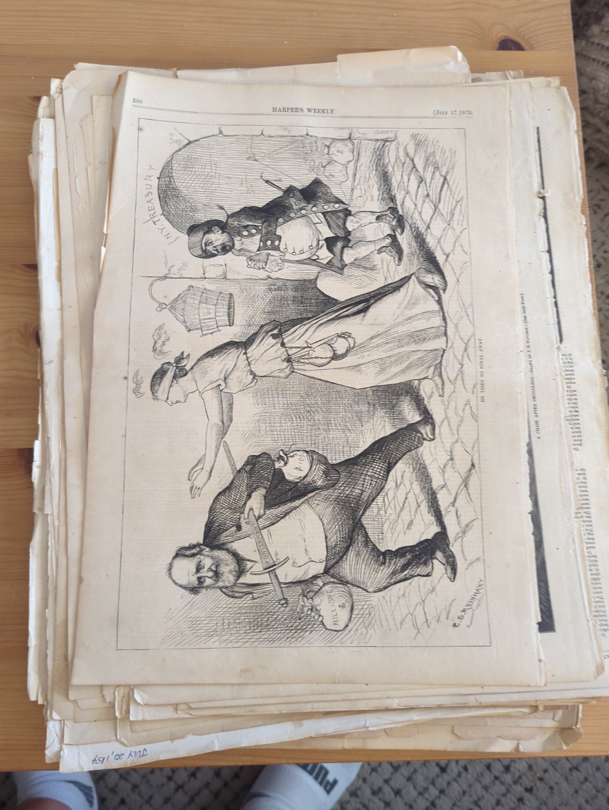 Lot 129 Antique 1853 Harpers Weekly Print Gleasons Illustrated News Thomas Nast 