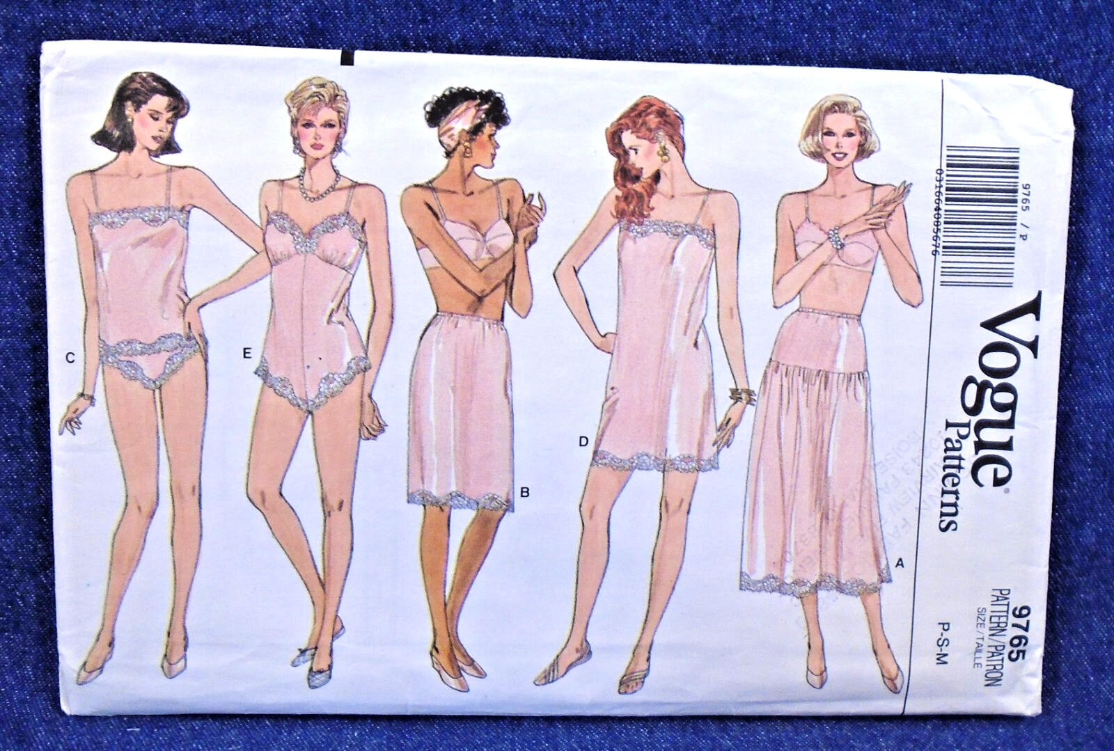 Vintage 80s Vogue Pattern 9765 Lingerie Slip Camisole Teddy Panties P-S-M Uncut