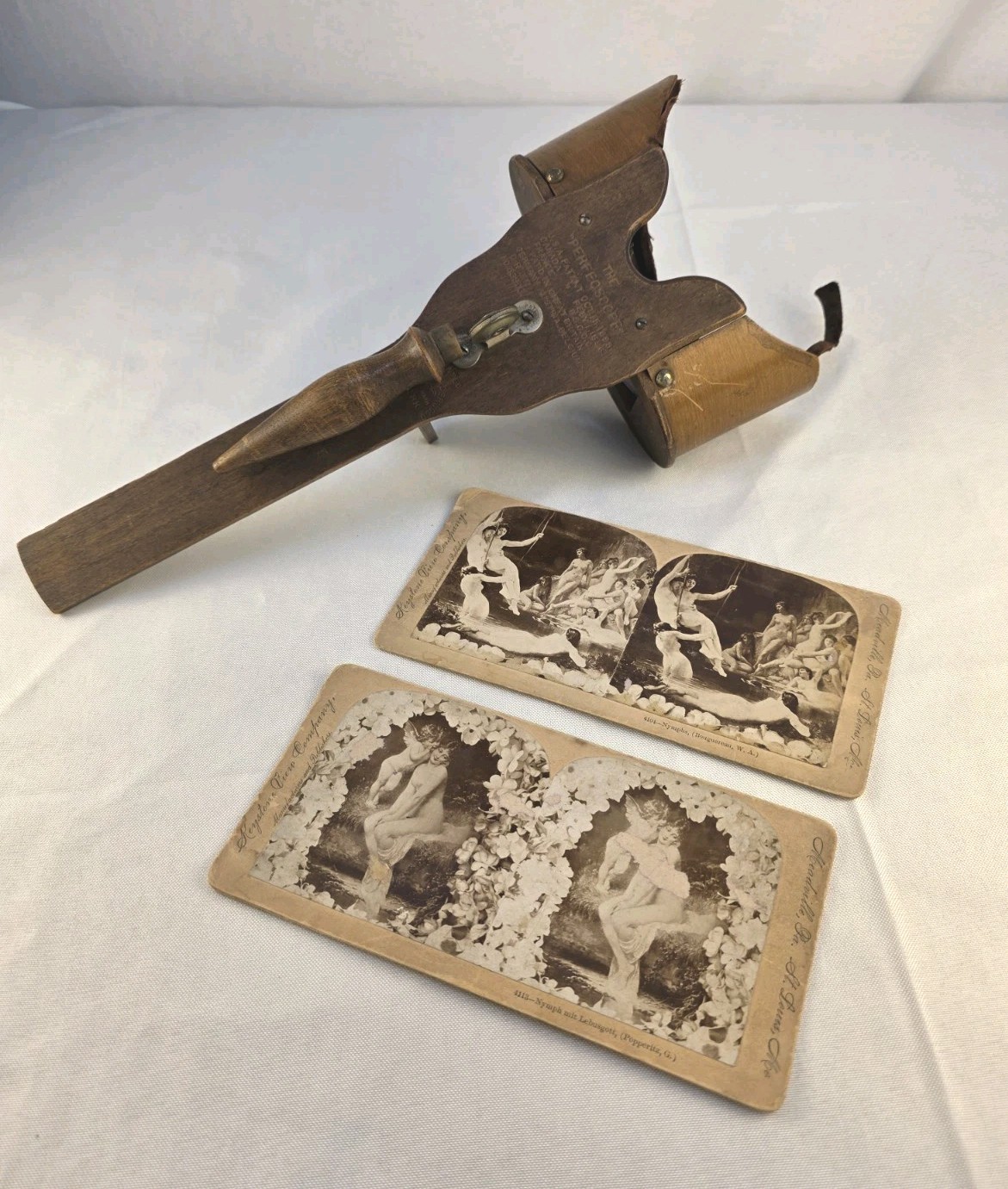 Antique The Perfecscope 1883 Stereoscope With 2 Keystone View Co. Nymph Cards-3D Antique The Perfecscope 1883 Stereoscope With 2 Keystone View Co. Nymph Cards-3D