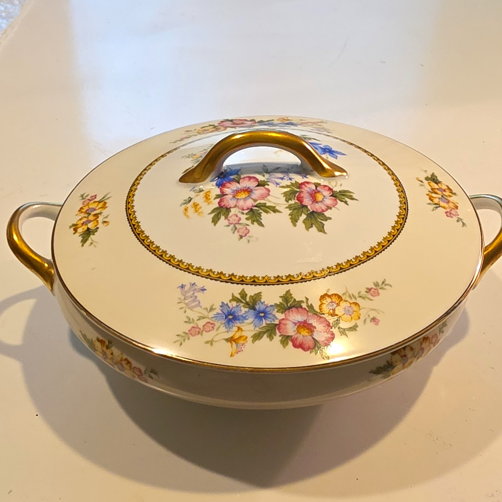 VTG Noritake Wildfleur Fine China Covered Serving Bowl, 1920's Made in Japan