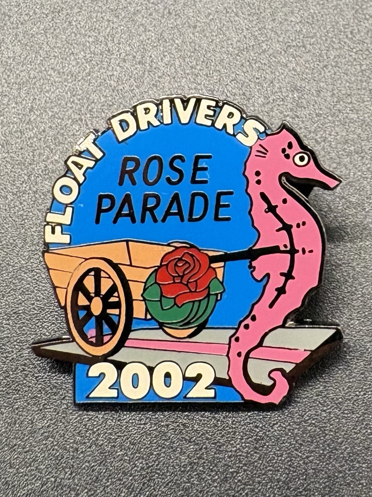 2002 Rose Parade Float Drivers Seahorse Lapel Pin 113th Tournament Of Roses