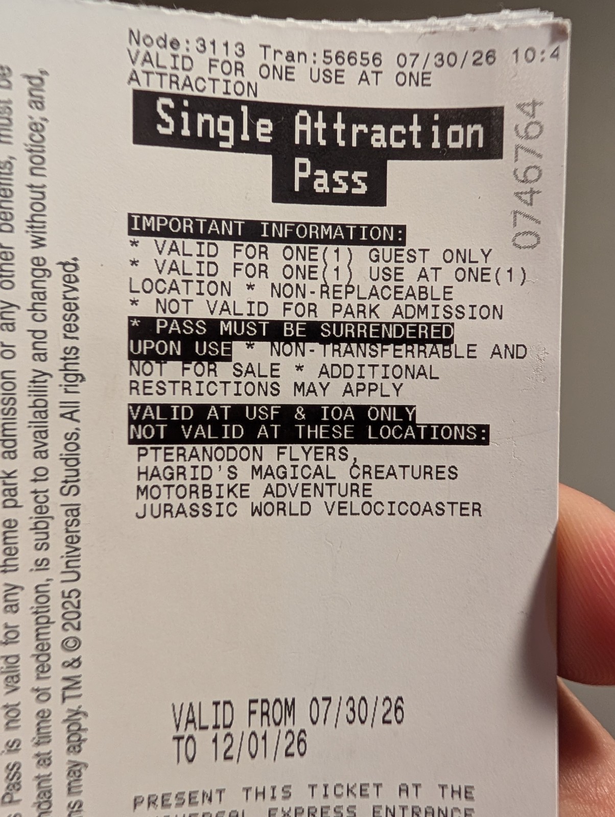 Universal IOA + STUDIOS Single Ride Express Pass Exp 12/1/2026 Qty 7 available 