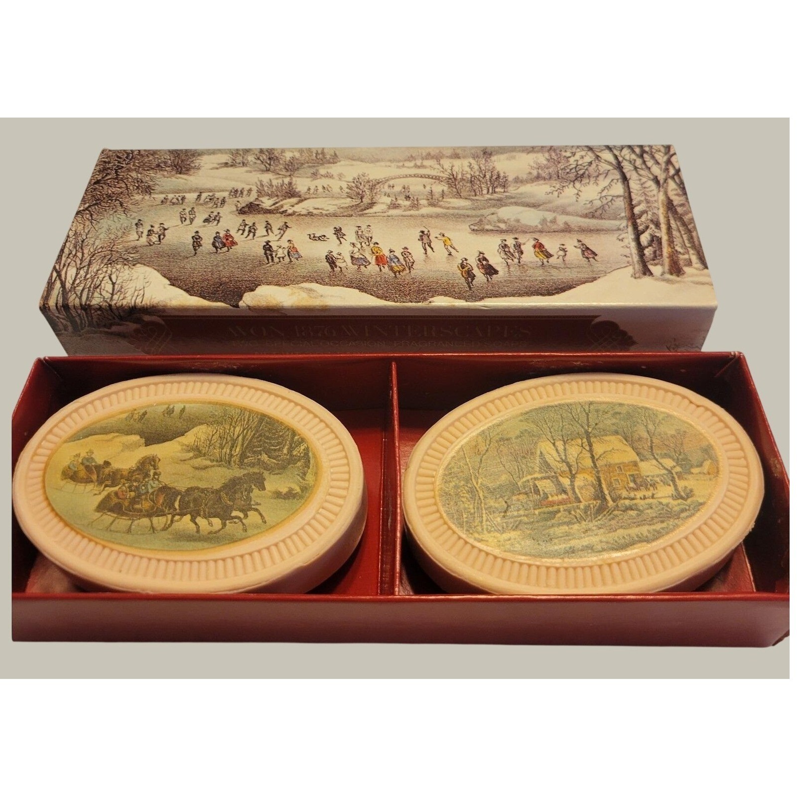 VTG Avon 1876 Winterscapes BARSoaps 1970s Christmas Soap Display w/Box