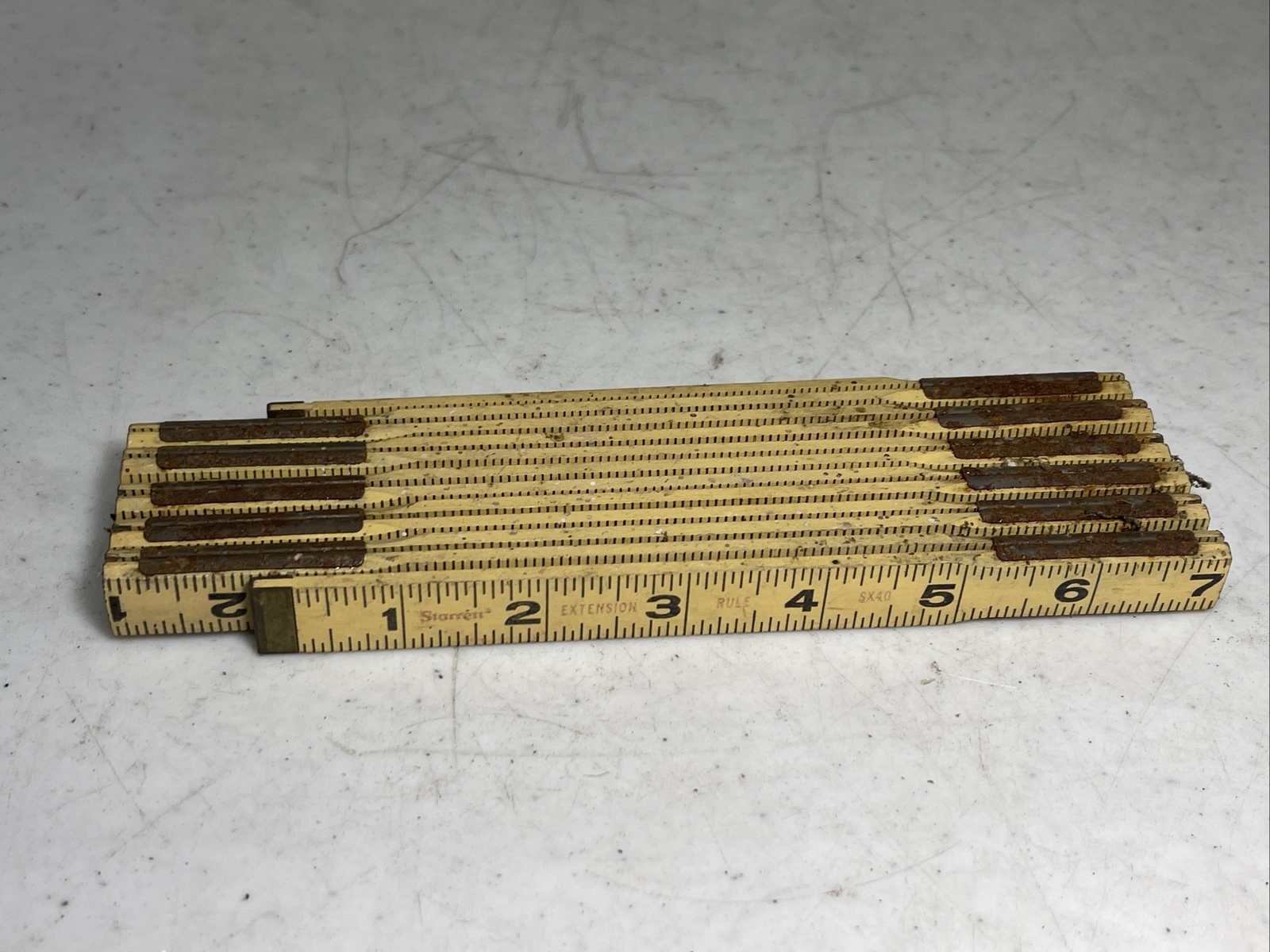 Starrett 72” Wood Brass Folding Extension Rule SX40 READ DESCRIPTION