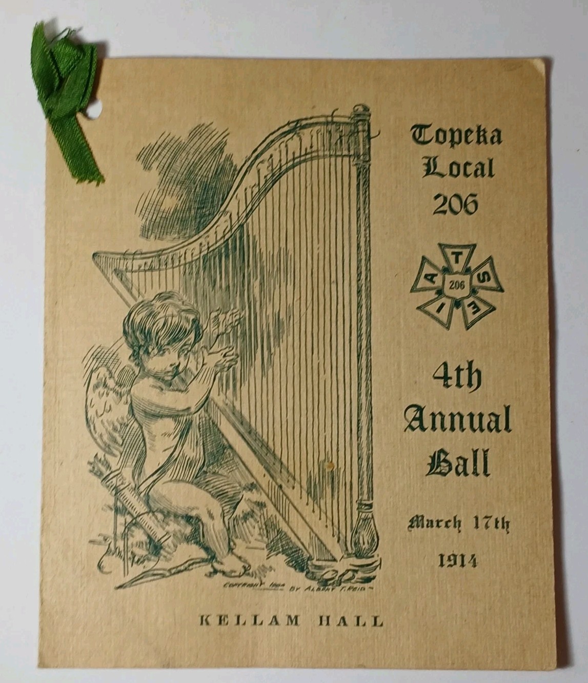 1914 Antique Topeka Kansas IATSE Entertainment Union Local 206 Ball KELLAM HALL
