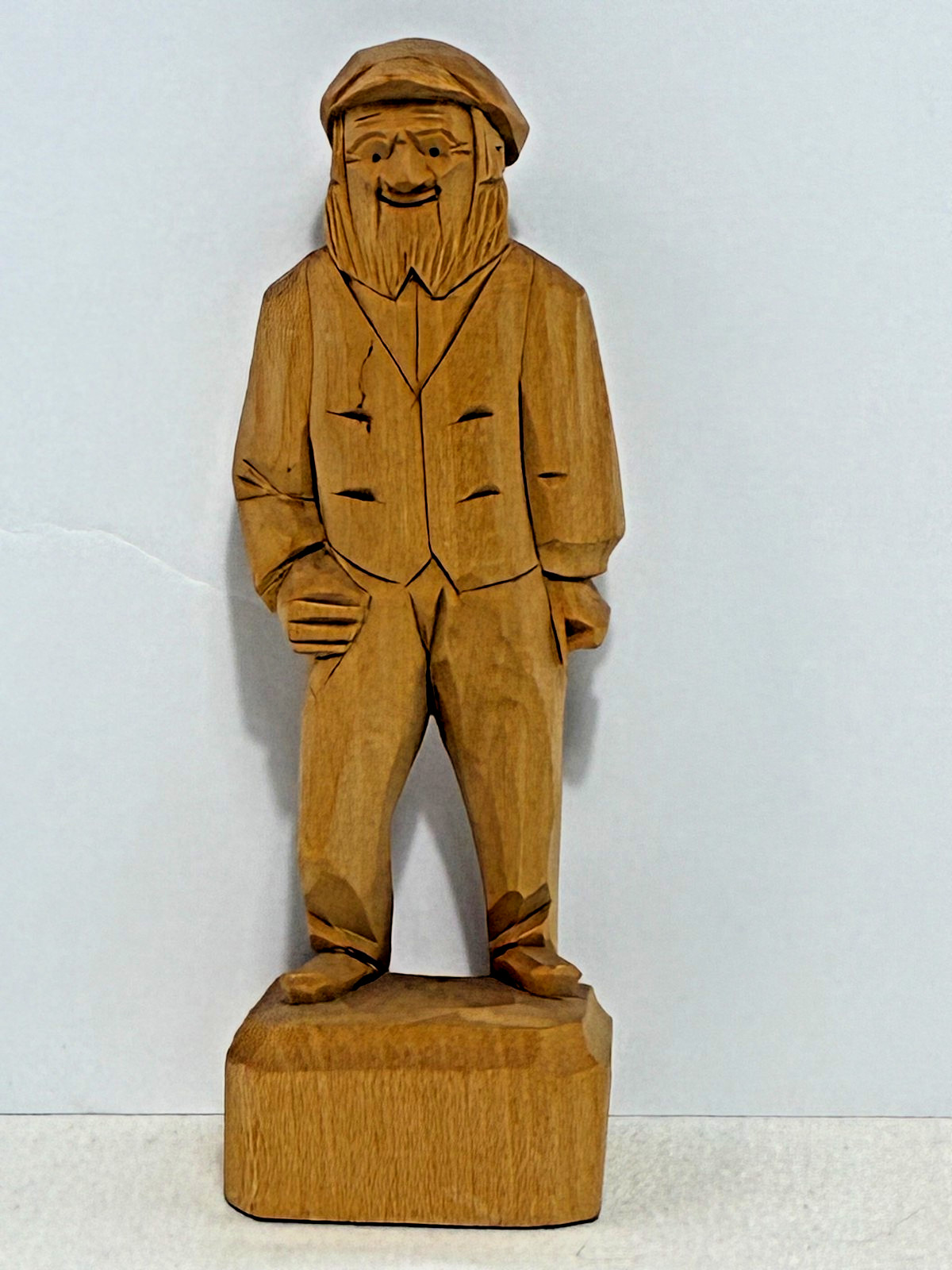 Vintage Signed Regina NORMAND Quebec Folk Art Wood Carving Man Figure 4\' Vintage Signed Regina NORMAND Quebec Folk Art Wood Carving Man Figure 4\'