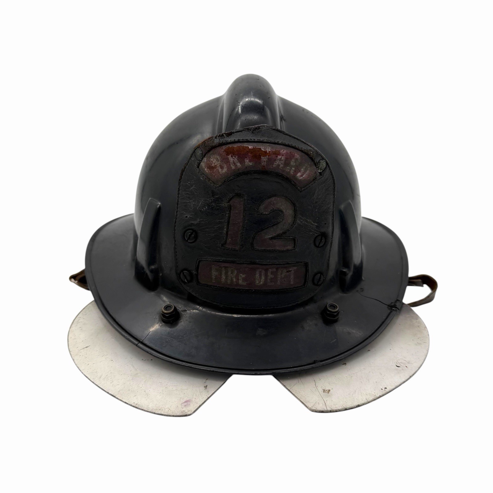Vintage MSA Topgard Firefighter Helmet Black Leather Shield Brevard Fire NC 12 Vintage MSA Topgard Firefighter Helmet Black Leather Shield Brevard Fire NC 12