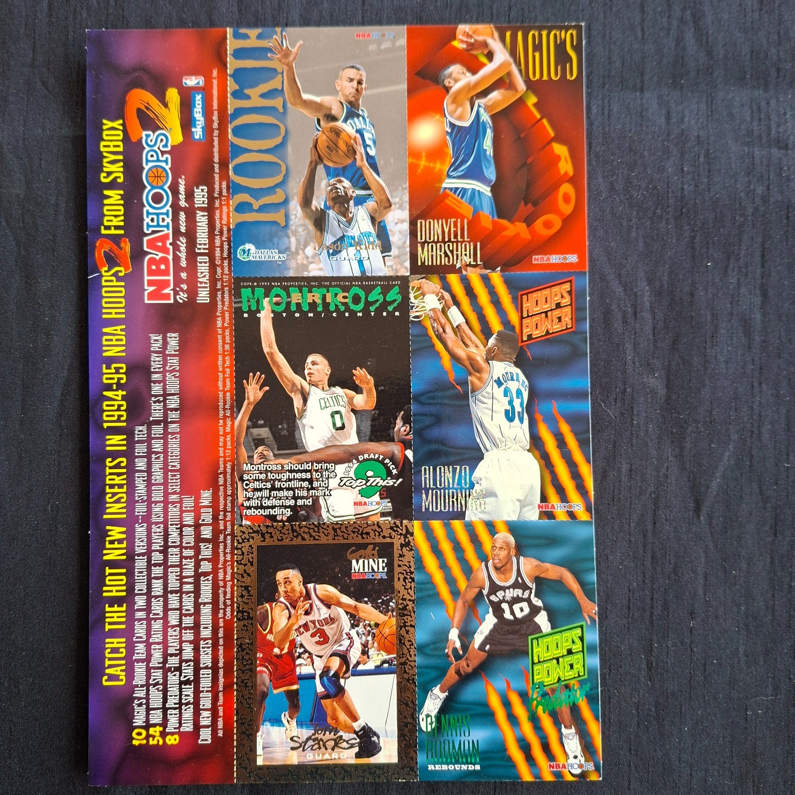 1994-95 NBA Hoops 2 basketball 6 card panel promo card