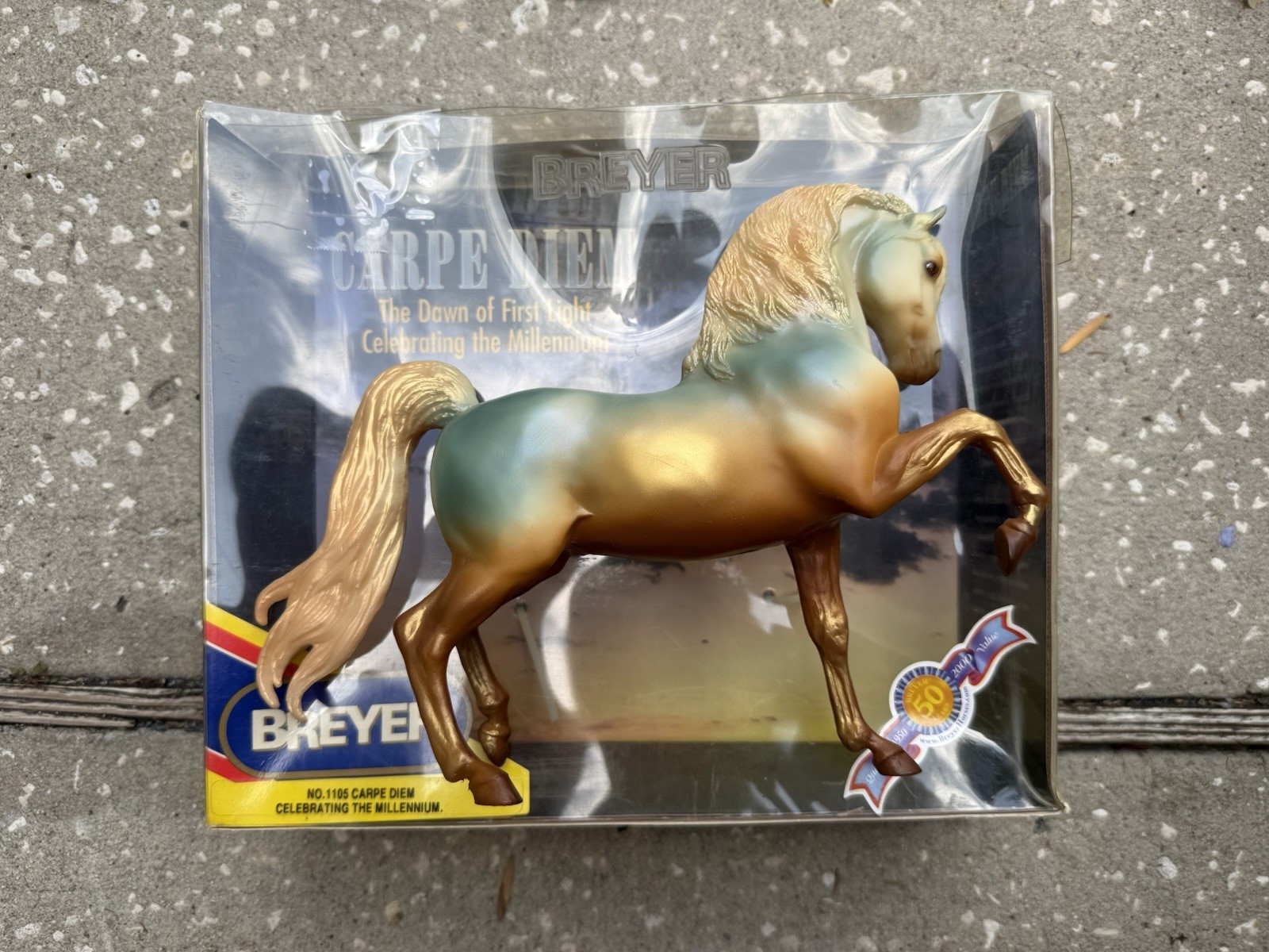 Retired Breyer #1105 Carpe Diem Millennium Horse Blue Gold Sherman Morgan Box