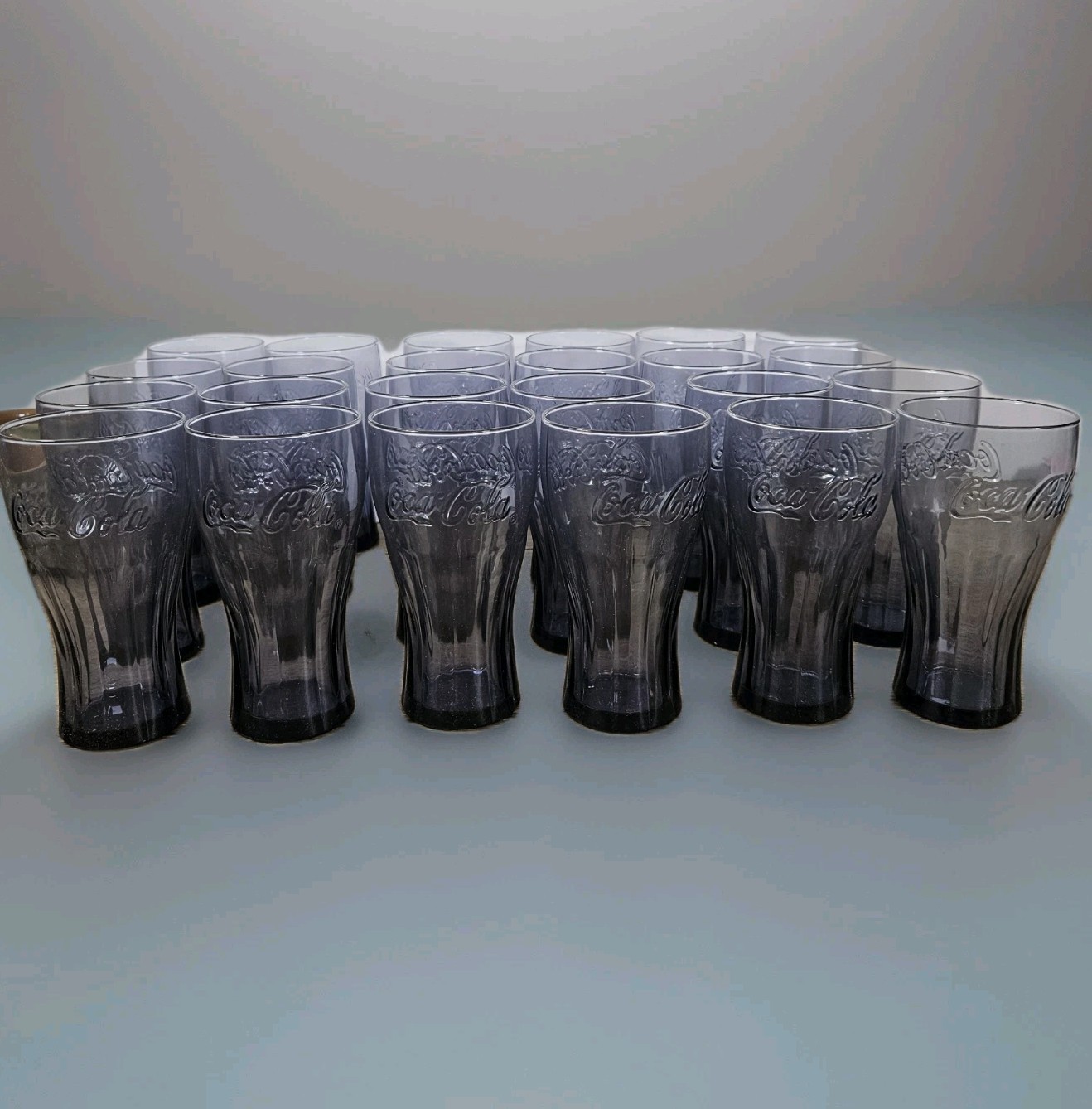 Vtg NOS Purple Coca Cola Drinking Glasses Lot Of 4 BRAND NEW Fresh Case Pull 