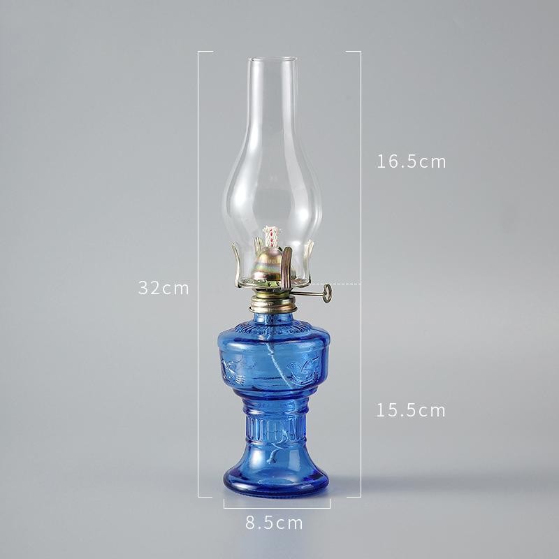 Vintage Glass Oil Lamp Indoor Hurricane Lantern Chamber Tabletop Home Decor Ligh