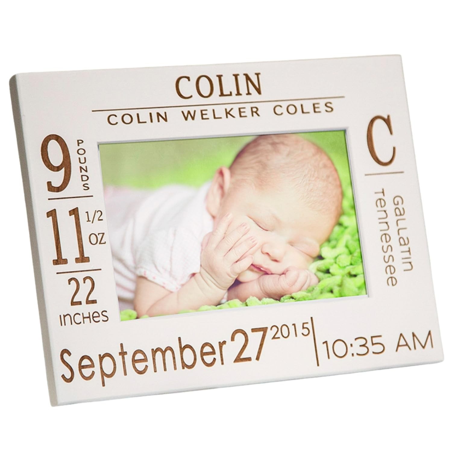 The Gifted Oak Personalized Birth Announcement Picture Frame with Stats
