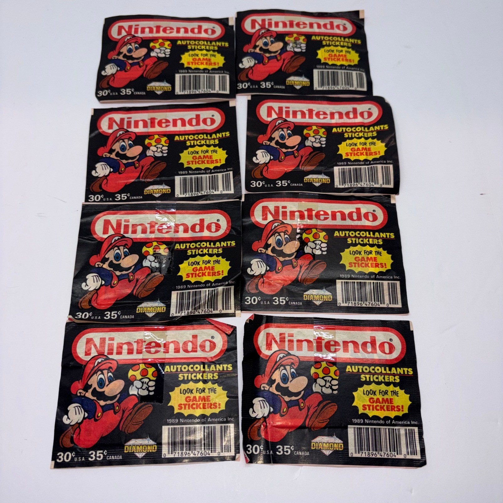 Vintage 1989 Sealed Diamond Nintendo Sticker Packs Mario 8pk Vintage 1989 Sealed Diamond Nintendo Sticker Packs Mario 8pk