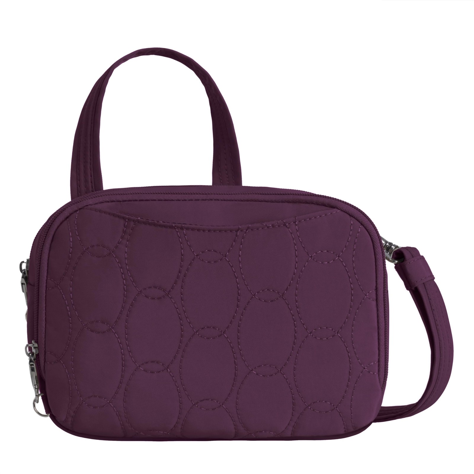 Travelon Anti-Theft Runways Double Compartment Crossbody, Plum Travelon Anti-Theft Runways Double Compartment Crossbody, Plum