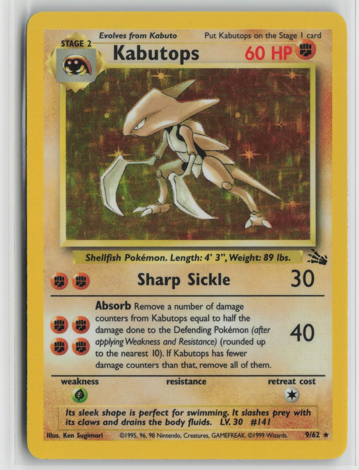 Kabutops (9) Holo Rare Unlimited Holo FO 09/62 LP