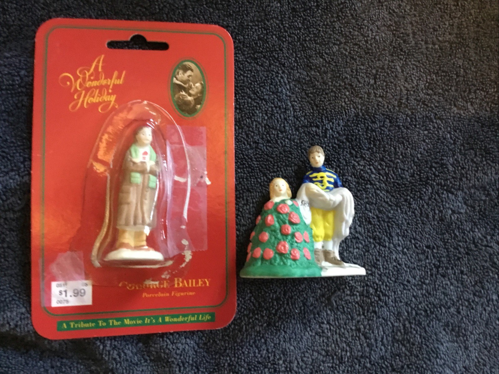 George and Mary at hydrangea bush, George Bailey Figurine In Package