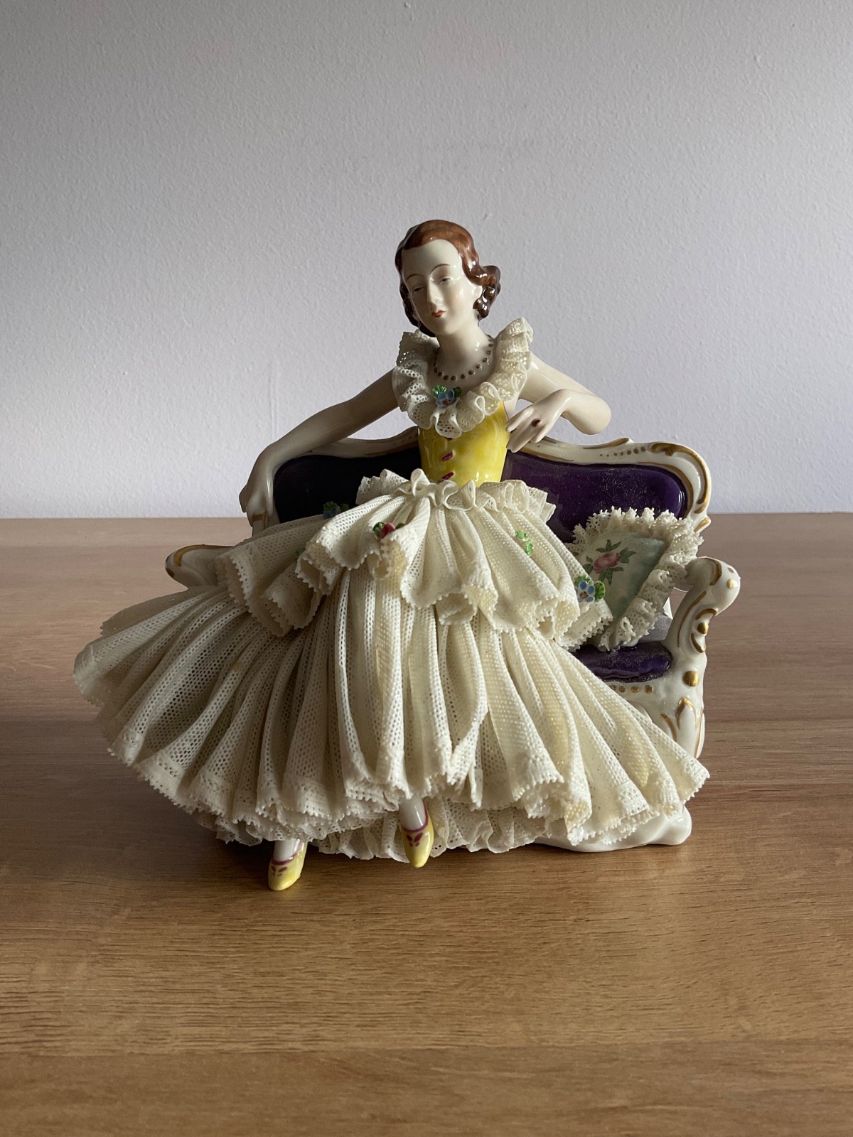 Vintage Dresden Fine Porcelain & Lace Figurine of an Elegant Seated Lady Vintage Dresden Fine Porcelain & Lace Figurine of an Elegant Seated Lady
