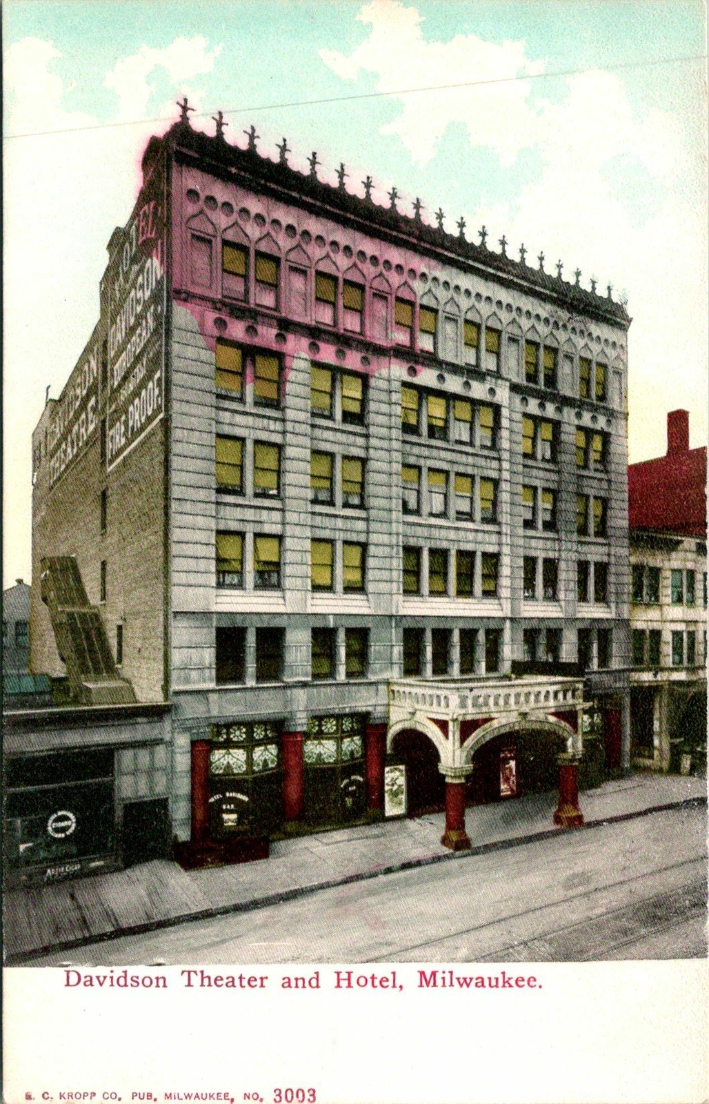 Milwaukee WI Davidson Theater and Hotel Postcard Unused (32349)