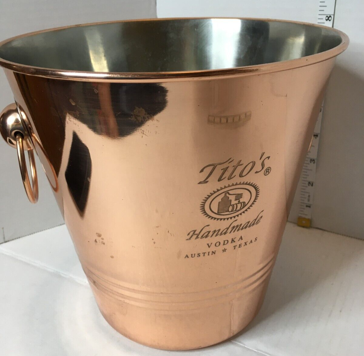 Tito's Handmade Vodka Copper Ice Bucket Champagne Bottle Chiller Wine Cooler