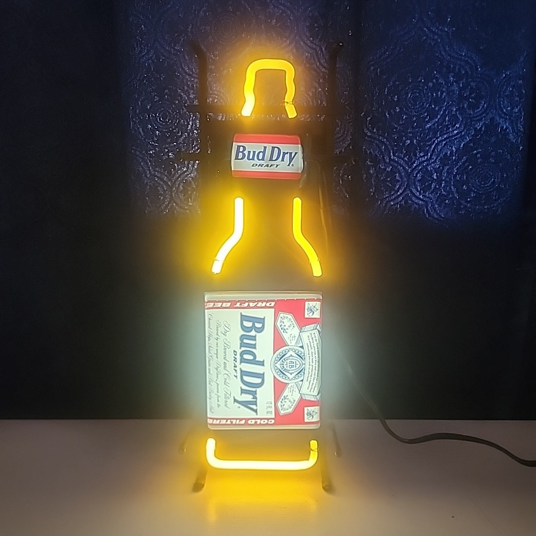 Vintage Neon Budweiser Sign  Rare Bud Dry Tested 20 By 7