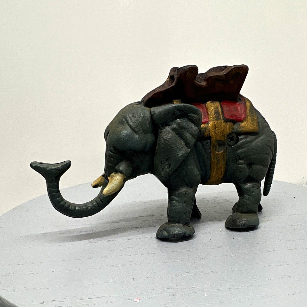 Vintage Cast Iron Circus Elephant Mechanical Bank Coin Op Toy Decor Replica 8\