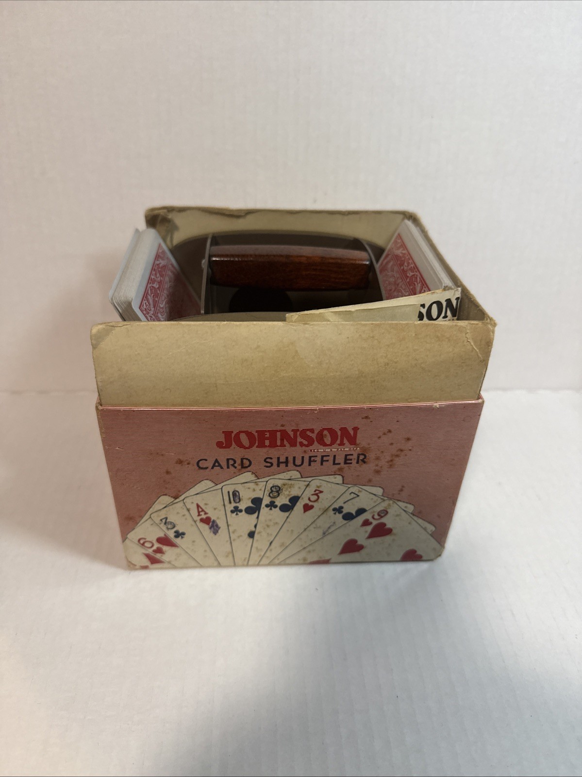 VTG Johnson Metal Hand Crank Card Shuffler Machine WORKS