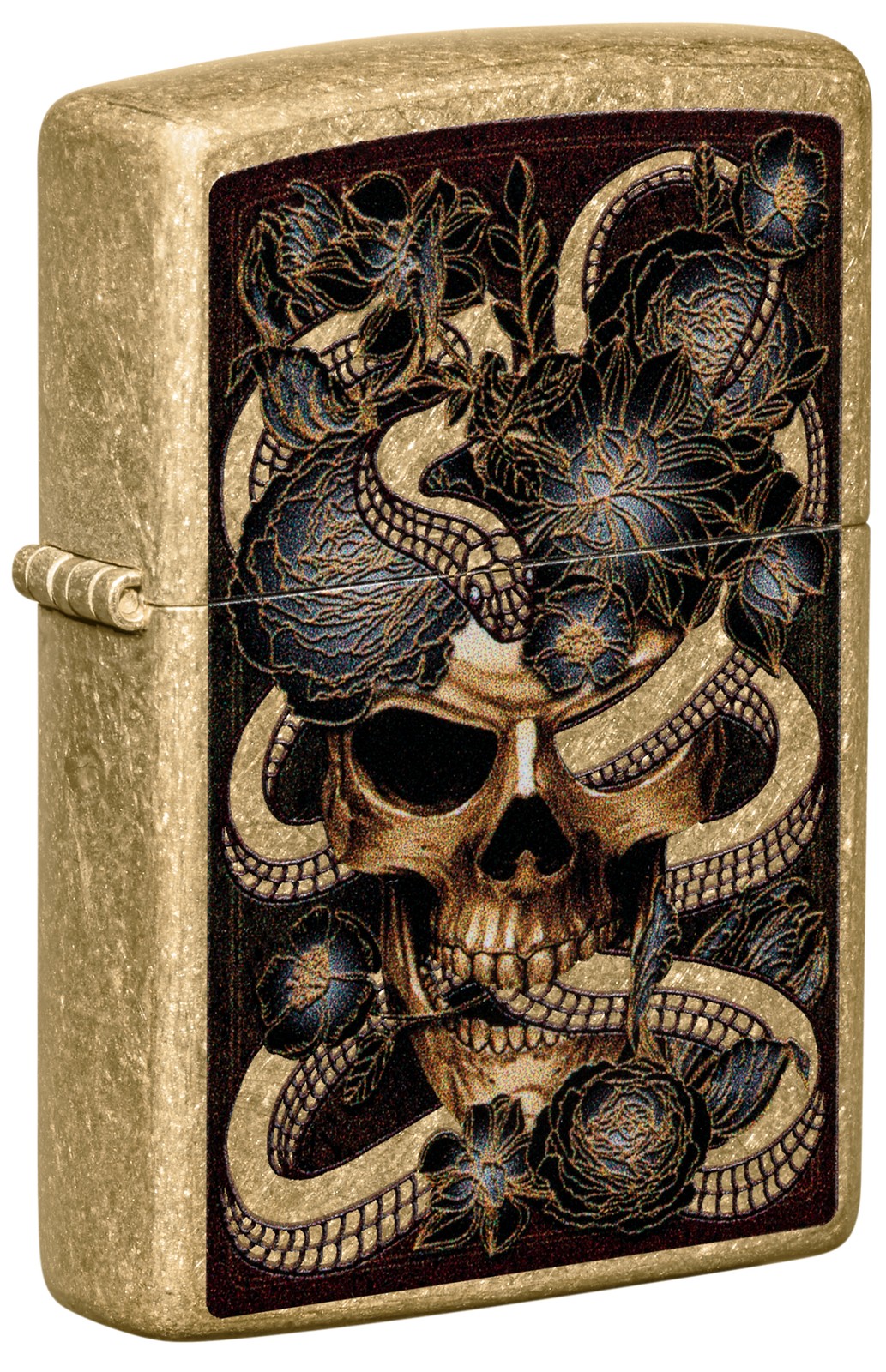 Zippo Snake Bouquet Tumbled Brass Windproof Pocket Lighter, 49477-097715 Zippo Snake Bouquet Tumbled Brass Windproof Pocket Lighter, 49477-097715