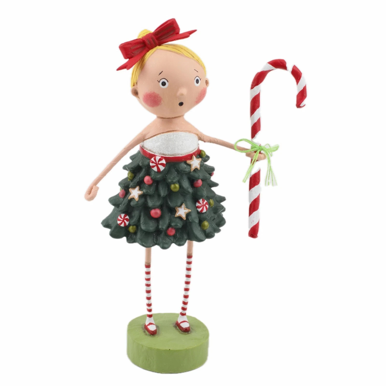 Lori Mitchell Sweet Noelle Girl Bowtie Hair Christmas Figurine Folk Art Figure