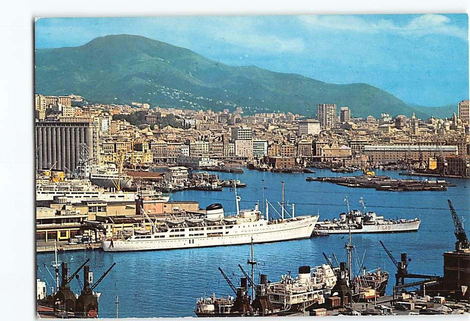 Postcard Panoramic View The Port Genoa Italy