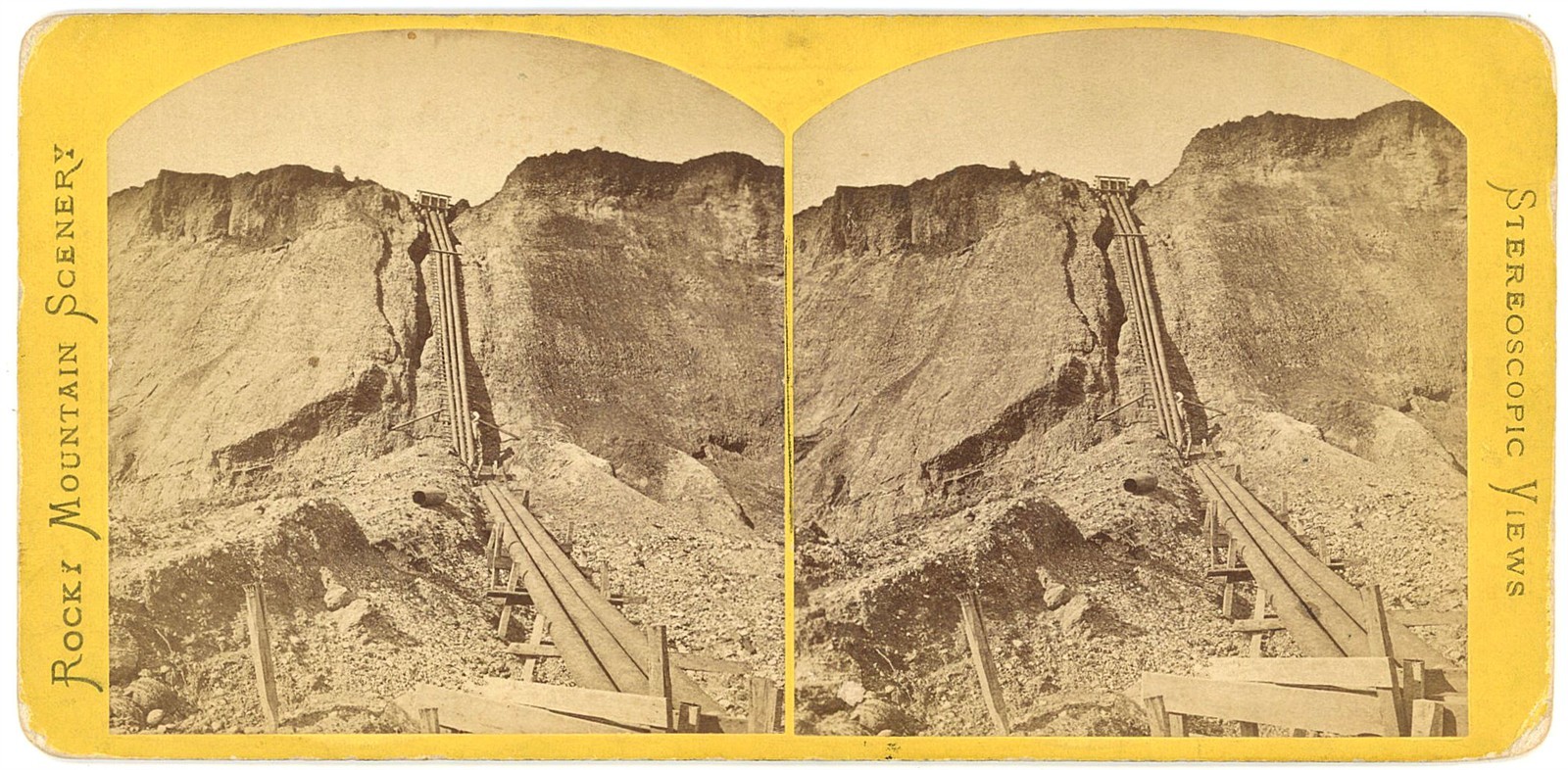 CALIFORNIA STEREOVIEW - CPRR - Hydraulic Gold Mining - AJ Russell 1860s