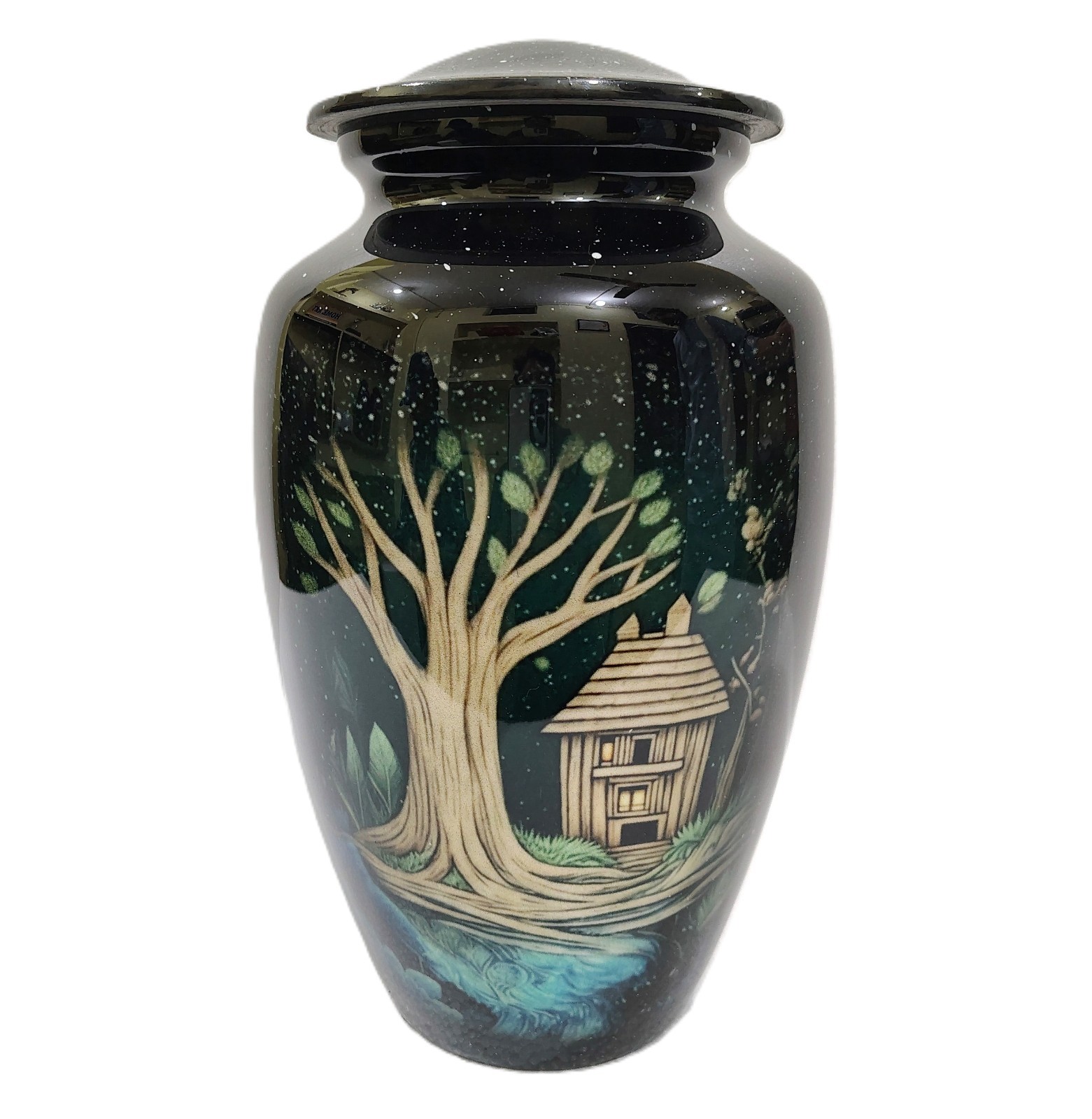 Metal Urn Rural Beauty Adult Cremation Urns For Human Ashes in Velvet Bag 10\ Metal Urn Rural Beauty Adult Cremation Urns For Human Ashes in Velvet Bag 10\
