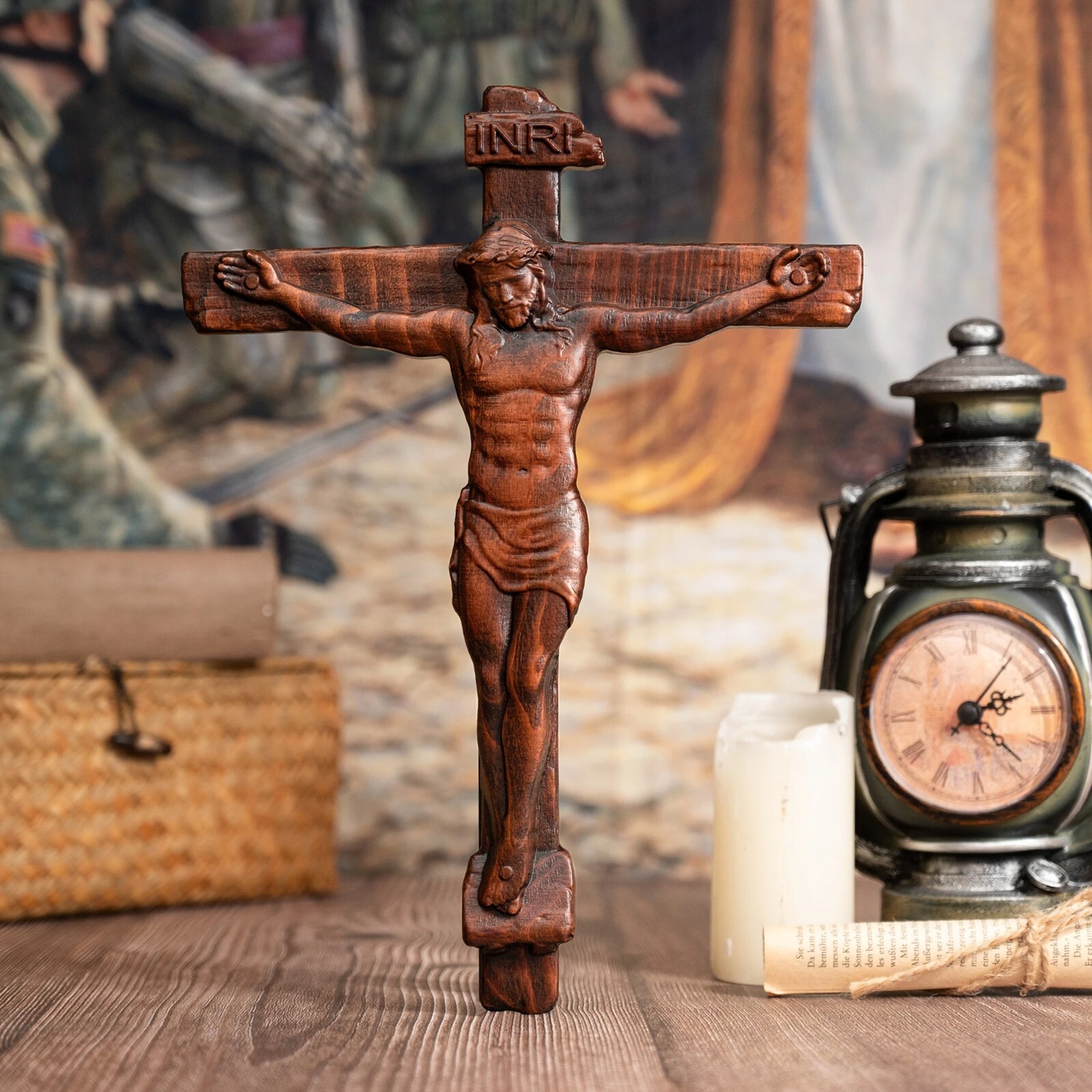 Good Friday Jesus Crucifix Catholic Wooden Cross Catholic Retro Wall Decoration