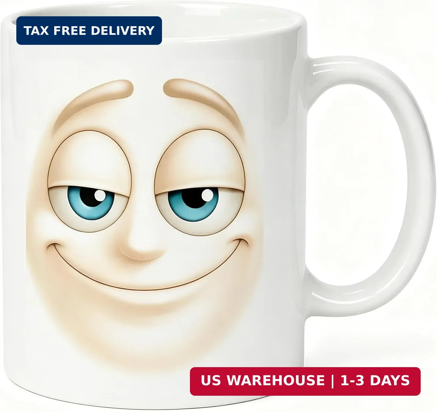 Funny Face Mug, Two-Sided Reaction Mug, Smug Smile & Laughing Tears Funny Face Mug, Two-Sided Reaction Mug, Smug Smile & Laughing Tears