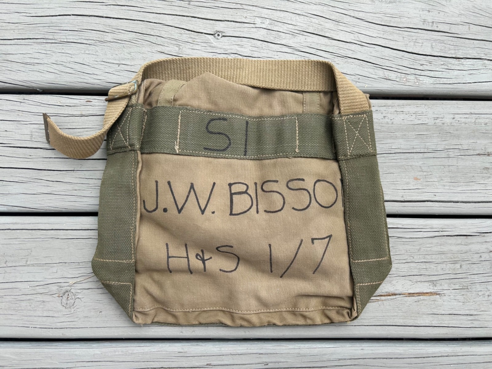 ID'd WW2 WWII USMC P41 Haversack Knapsack Lower Pack Original Khaki ID'd WW2 WWII USMC P41 Haversack Knapsack Lower Pack Original Khaki