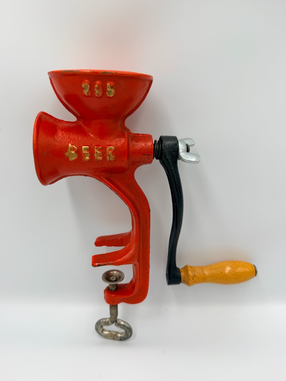 Vintage Red Bona Beer Grain Grinder “295” Germany 1940’s.