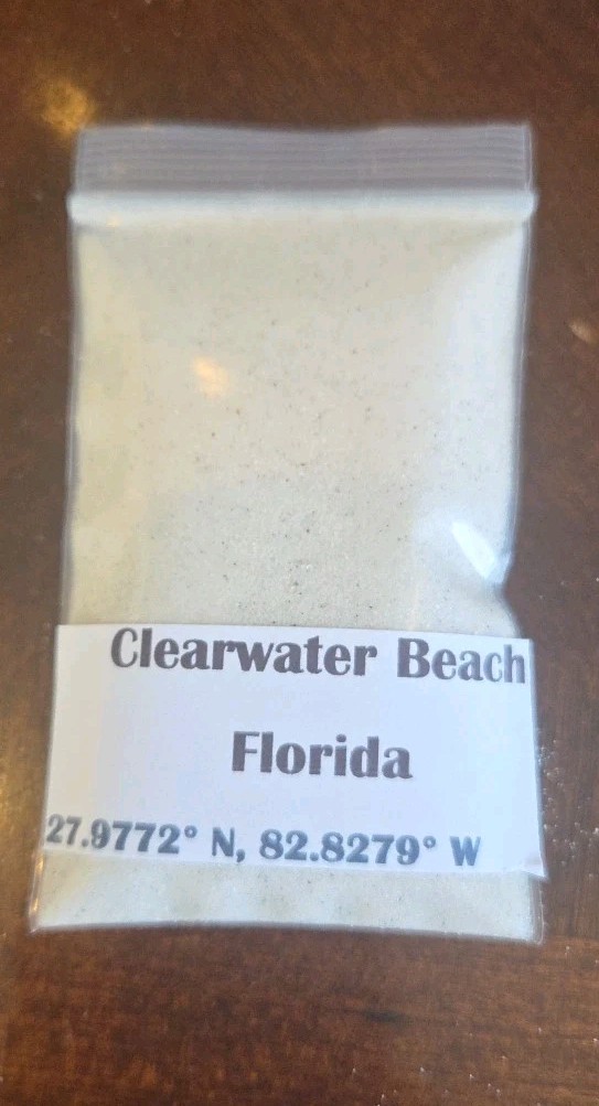 CLEARWATER beach sand, Florida white sand, 30 ml 2x3 bag, Pinellas County CLEARWATER beach sand, Florida white sand, 30 ml 2x3 bag, Pinellas County
