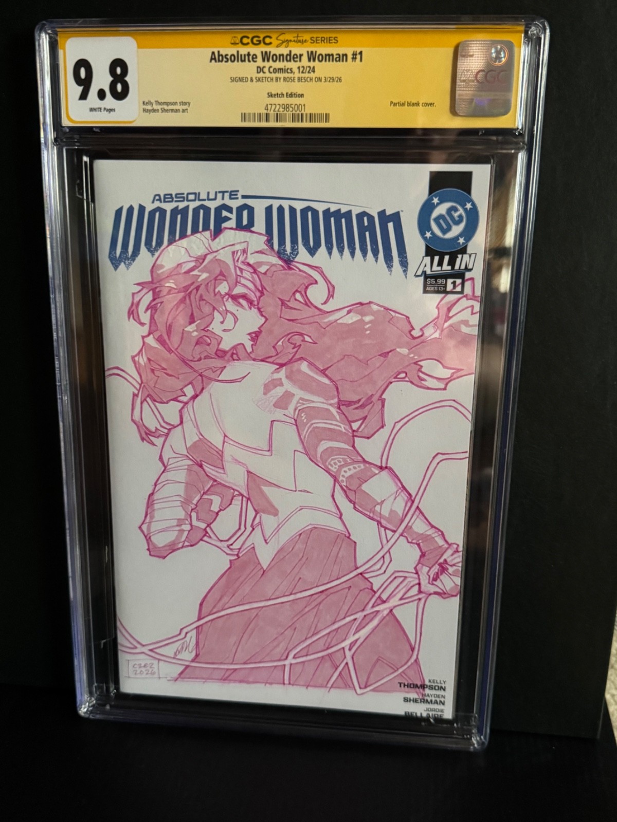 Absolute Wonder Woman Original Sketch Rose Besch Signed CGC SS 9.8 C2E2 2026 Absolute Wonder Woman Original Sketch Rose Besch Signed CGC SS 9.8 C2E2 2026