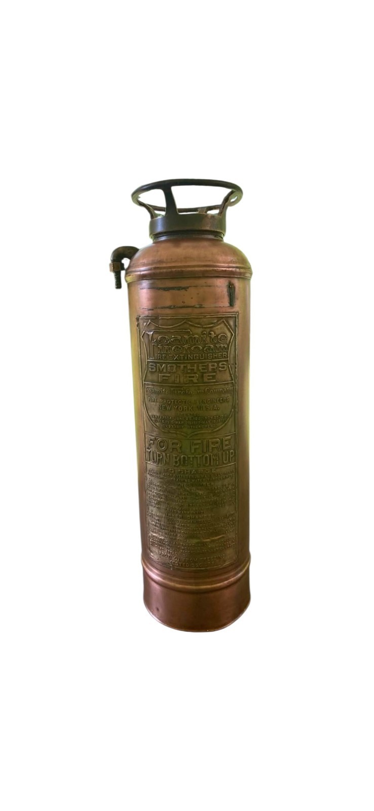 RARE 1917 Antique FOAMITE FIREFOAM Copper Fire Extinguisher ~ \