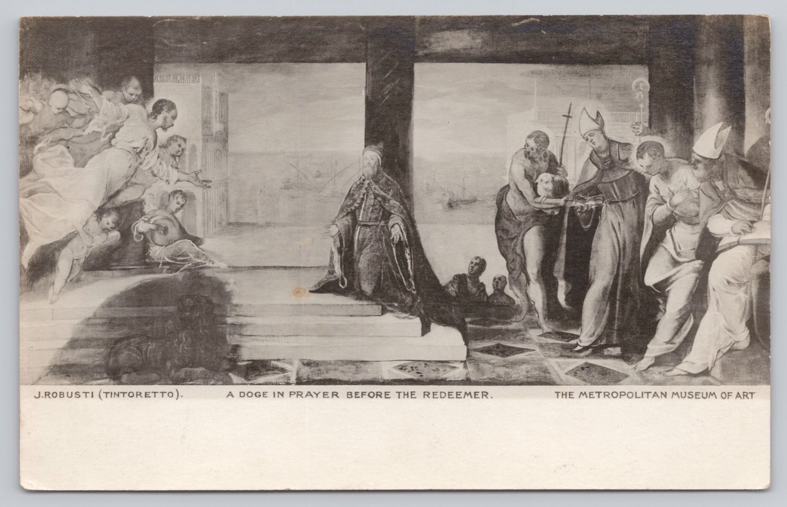 Tintoretto A Doge in Prayer Redeemer Metropolitan Museum Art Postcard AZO RPPC