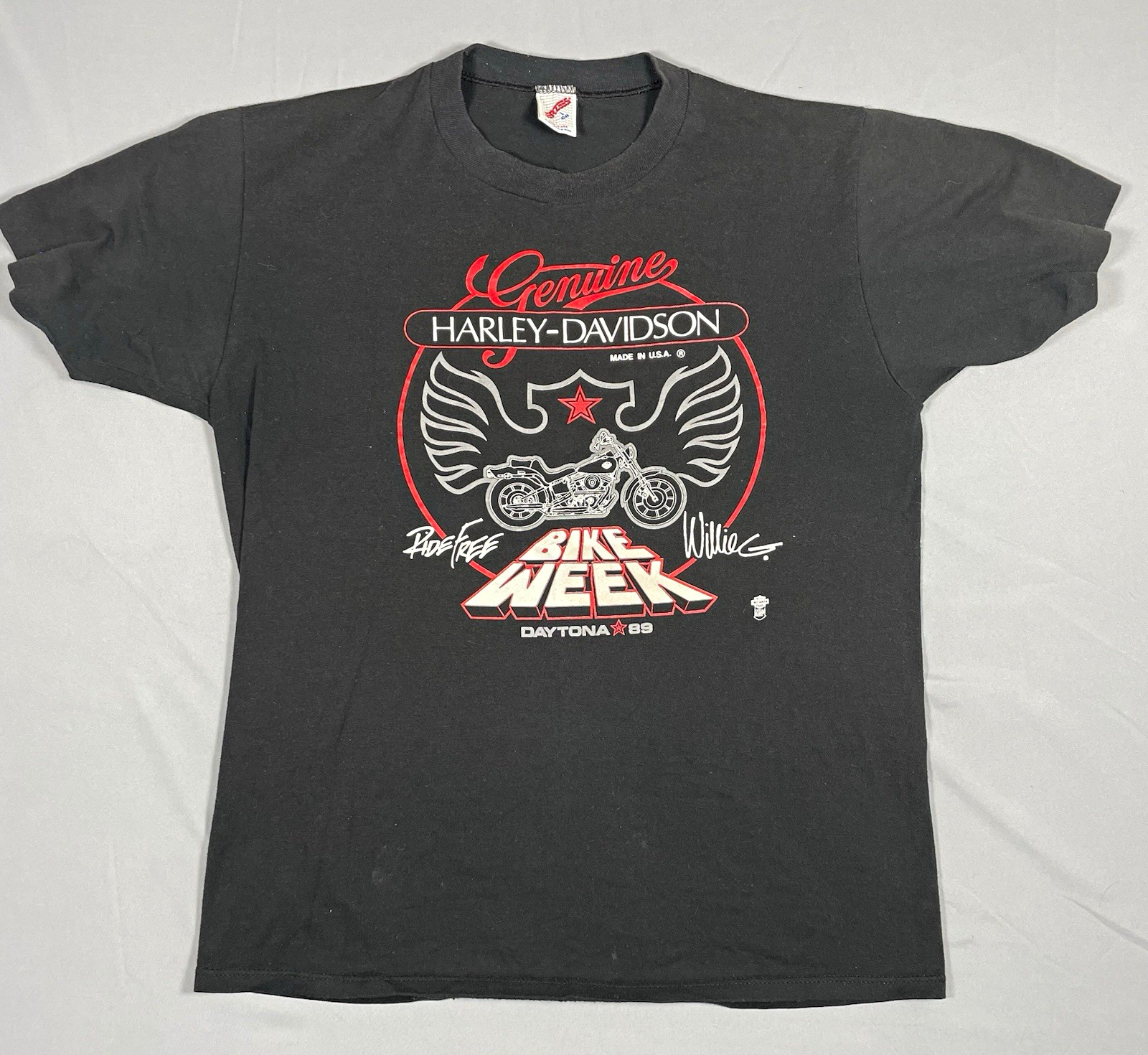 Vintage 1989 Harley Davidson Daytona Bike Week T Shirt L Willie G Robison USA